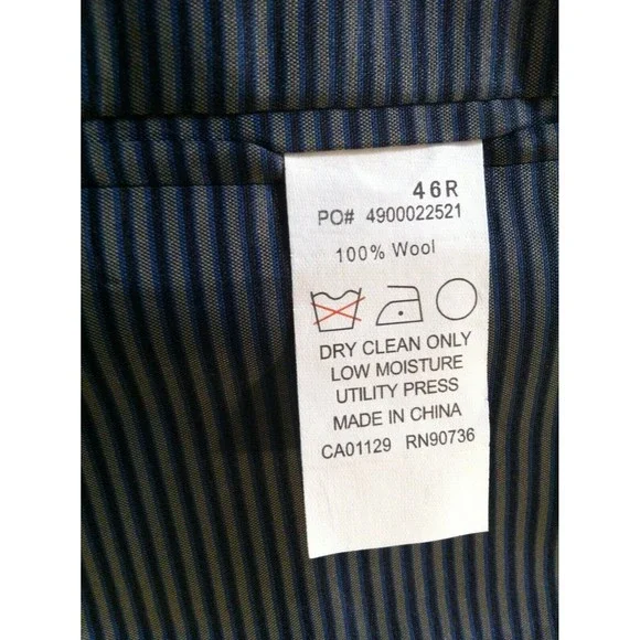 CALVIN KLEIN MENS NAVY 100%WOOL DOUBLE VENTED SPORT JACKET COAT BLAZER SIZE:46R